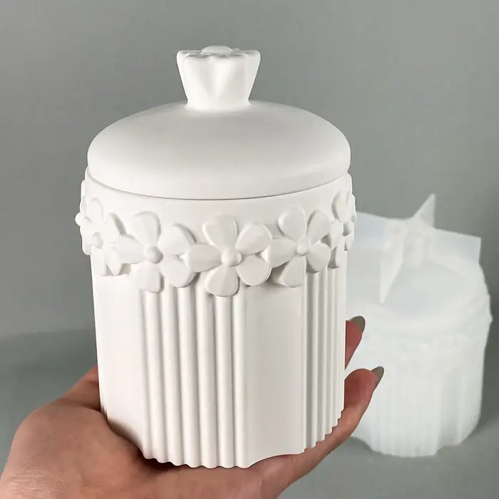 Moule en Silicone pour Pot de fleur à rayures, boîte de rangement de fleurs, bricolage, fabrication artisanale, pot de fleur en résine de plâtre, moules de moulage, fournitures de décoration pour la m