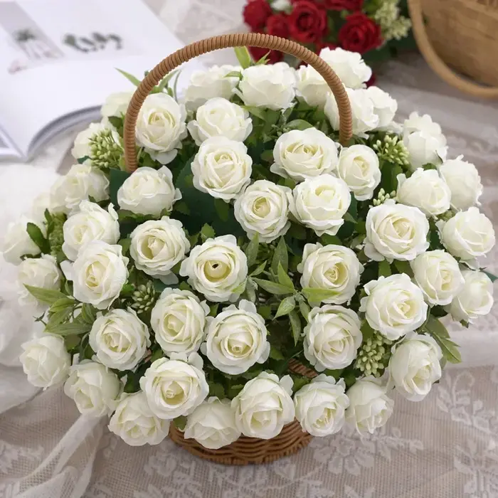 Bouquet de Roses Os rouges à l'aloès vert pour mariage