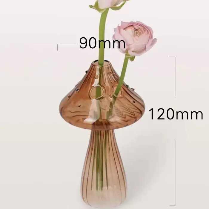 Vase à fleurs en verre champignon