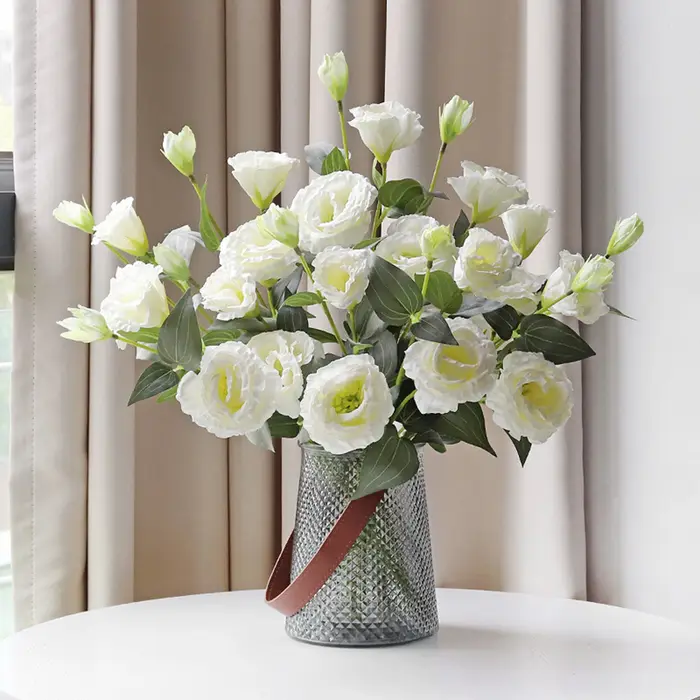 4 tiges de fleurs artificielles Lisianthus pour décoration de mariage