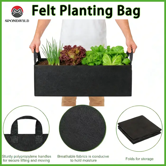 Sac de plantation carré respirant, seau de culture Non tissé avec conception de contrôle des racines, peu encombrant et pliable pour un jardinage polyvalent