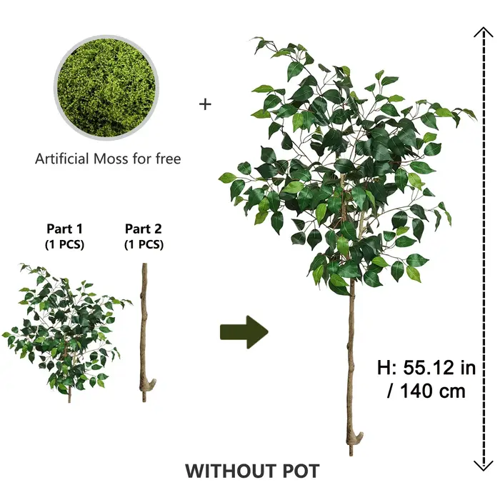 Plante artificielle Ficus Banyan de 140-210 cm, branche d'arbre, ornement intérieur/extérieur, plant