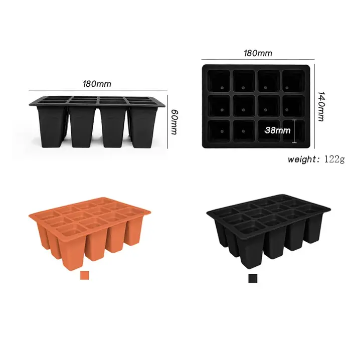 Plateaux de semis en silicone à 12 cellules