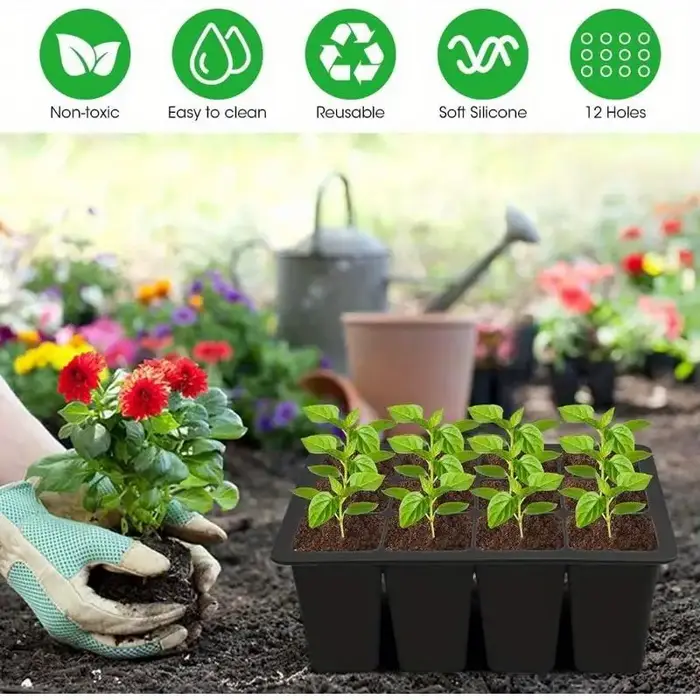 1 plateau de germination en silicone réutilisable pour la culture de semis et la pépinière
