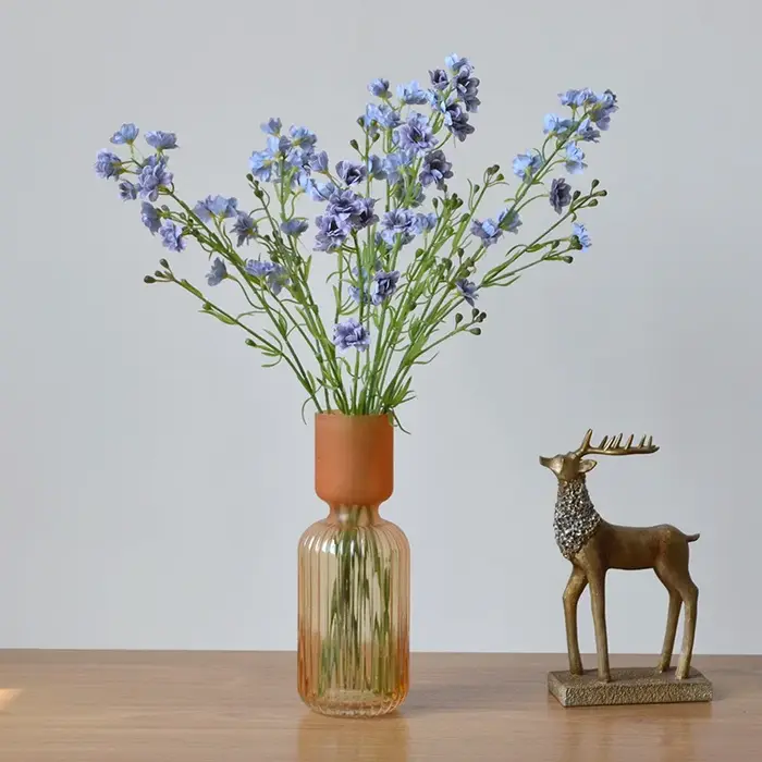 5 pièces violettes de luxe fleurs artificielles sensation hydratante Delphiniums Latex décor arrangements floraux fête
