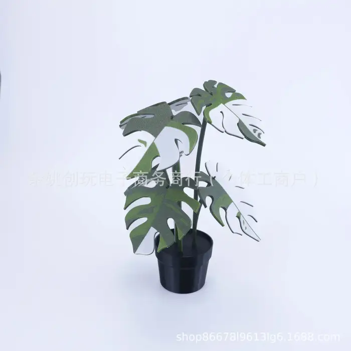 Plante artificielle Monstera en pot 3D avec sous-verre décoratif, cadeau pour les amateurs de plante