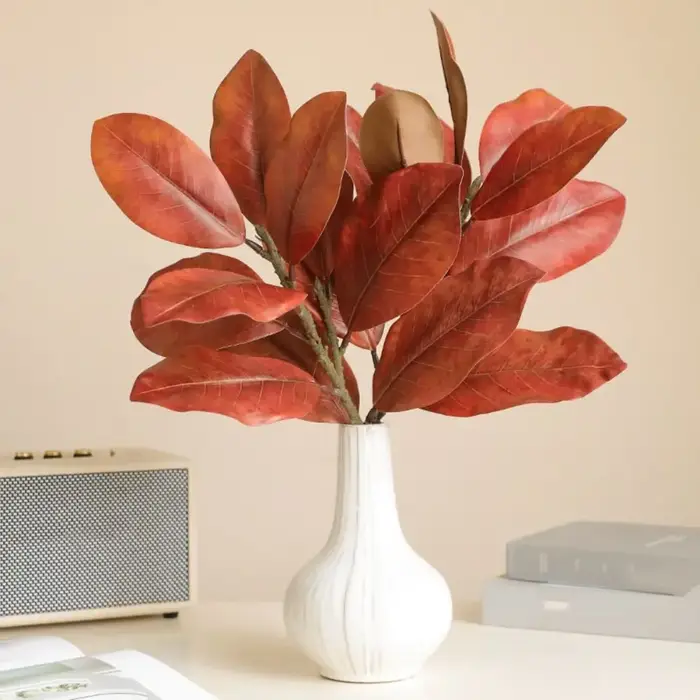 Branches de feuilles de magnolia artificielles de 57 cm, toucher réaliste, plante de magnolia artificielle, art floral, plantes vertes simulées faites à la main