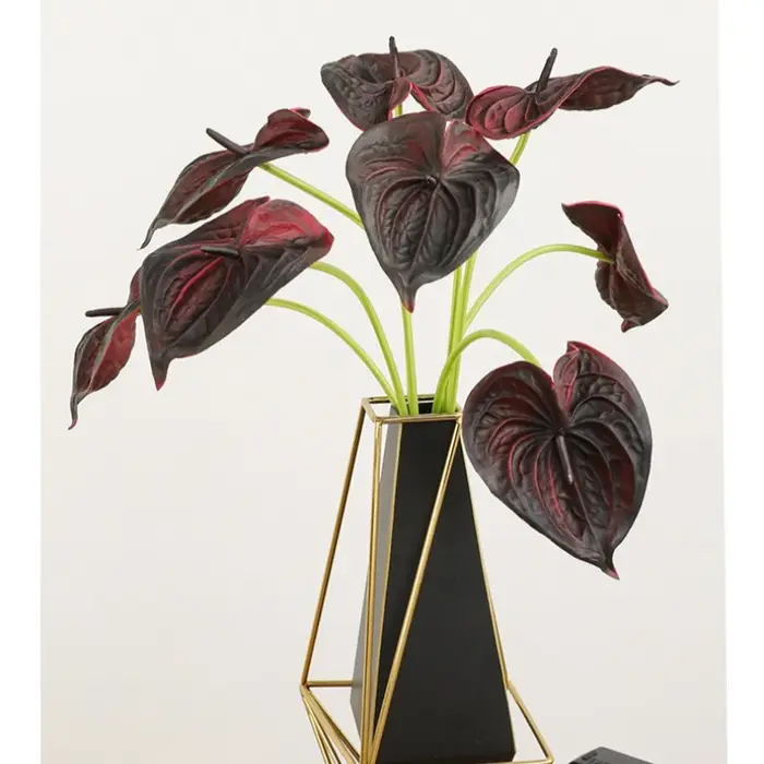Lot de 10 fleurs artificielles en PU Anthurium