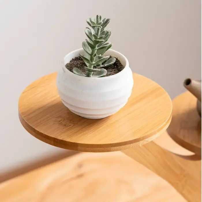 Étagère en bambou pour fleurs de bureau