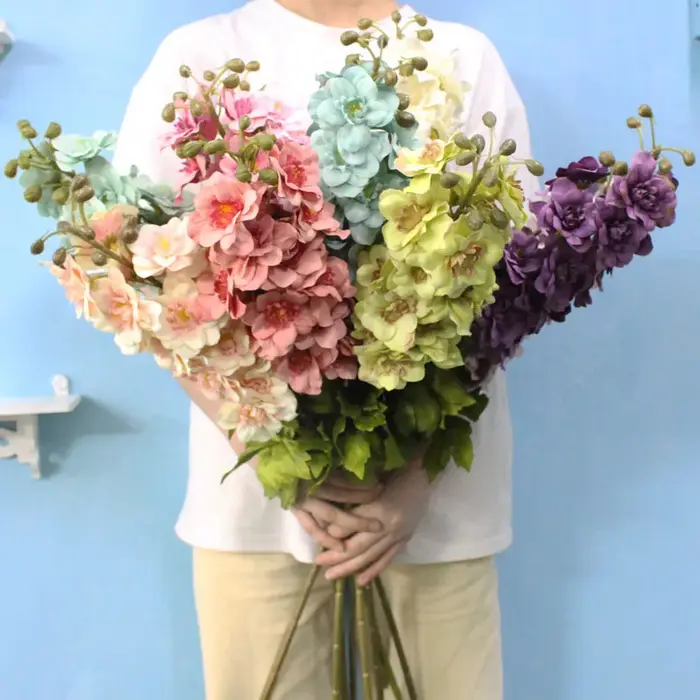 HMEOT 80cm 21 têtes de fleurs artificielles de delphinium longues