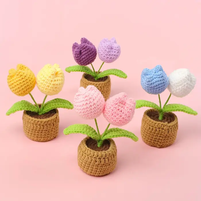 Belle tulipe Crochet en pot tricoté tulipes