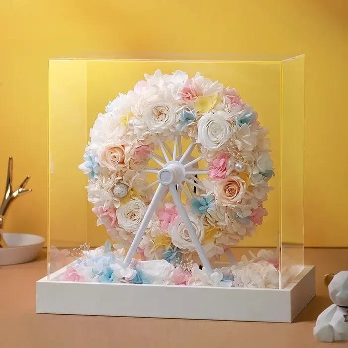 Fleur éternelle grande roue Rose vraie