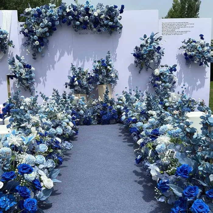 Haze bleu fleur extérieure fleurs artificielles décoration de mariage accrocher
