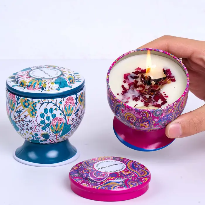 Boîte à bougies parfumées à fleurs