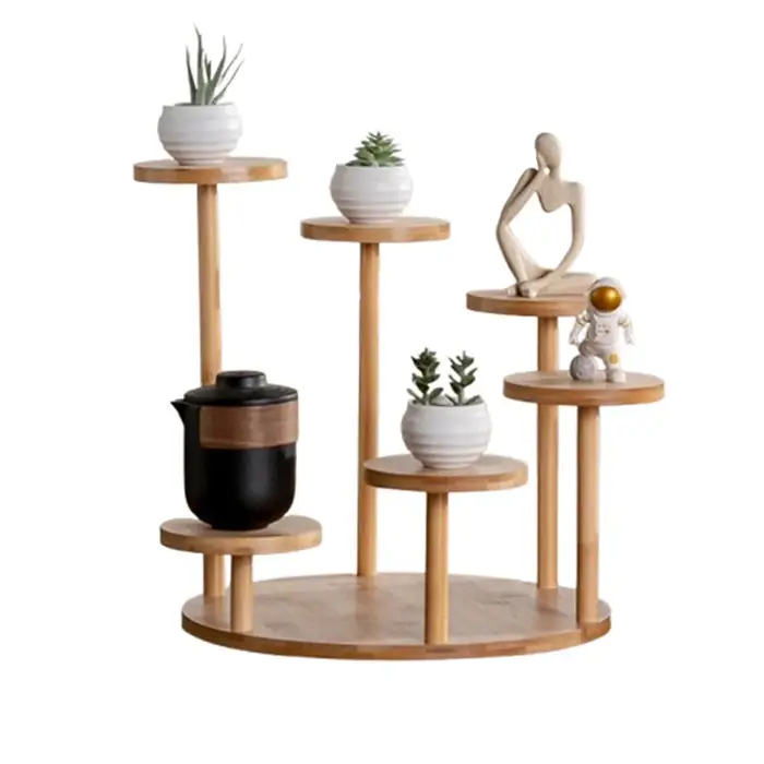 Étagère en bambou pour fleurs de bureau