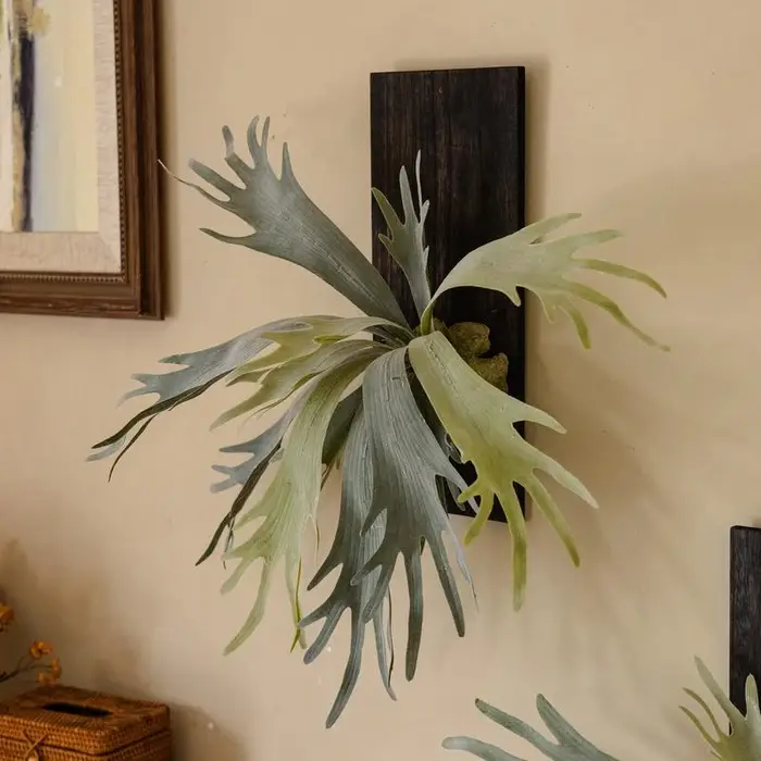 Plante tropicale artificielle tenture murale décoration bois de cerf fougère