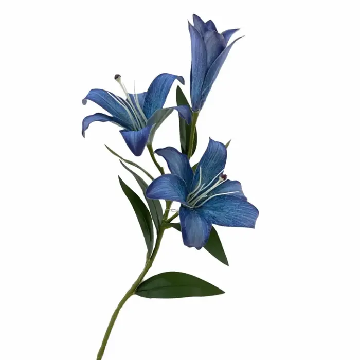 3 Têtes de fleurs artificielles de lys, finition peinture à l'huile, 73 cm de longueur, bouquet de l