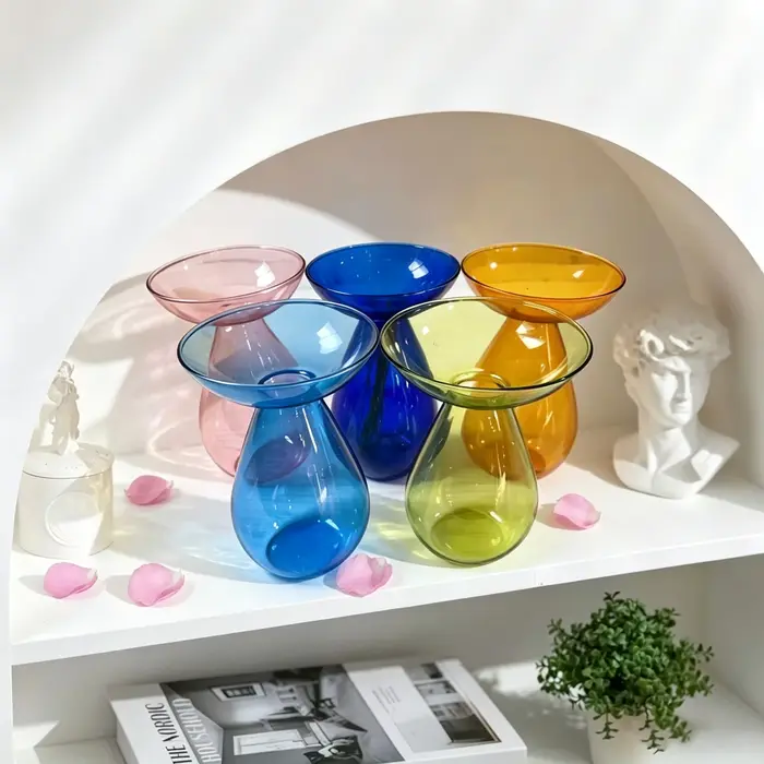 Vase en verre coloré en forme d'avocat - Jardinière hydroponique transparente pour la germination des graines
