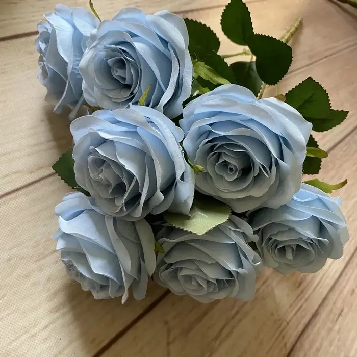 9 têtes camélia Rose fleur artificielle tenant des Bouquets scène de fête de mariage salle d'exposition décor à la maison faux cadeaux floraux 1 lot