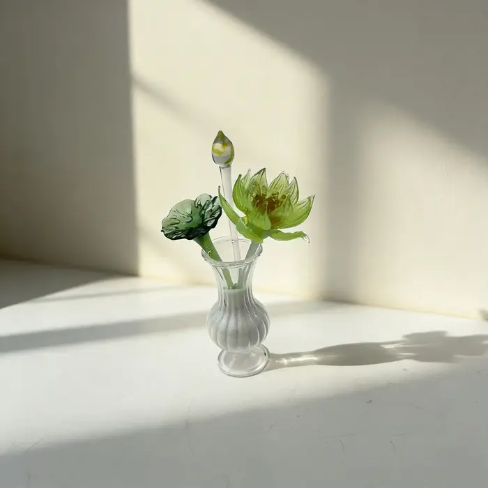 Mini décoration en verre en forme de fleur de lotus | Ornement
