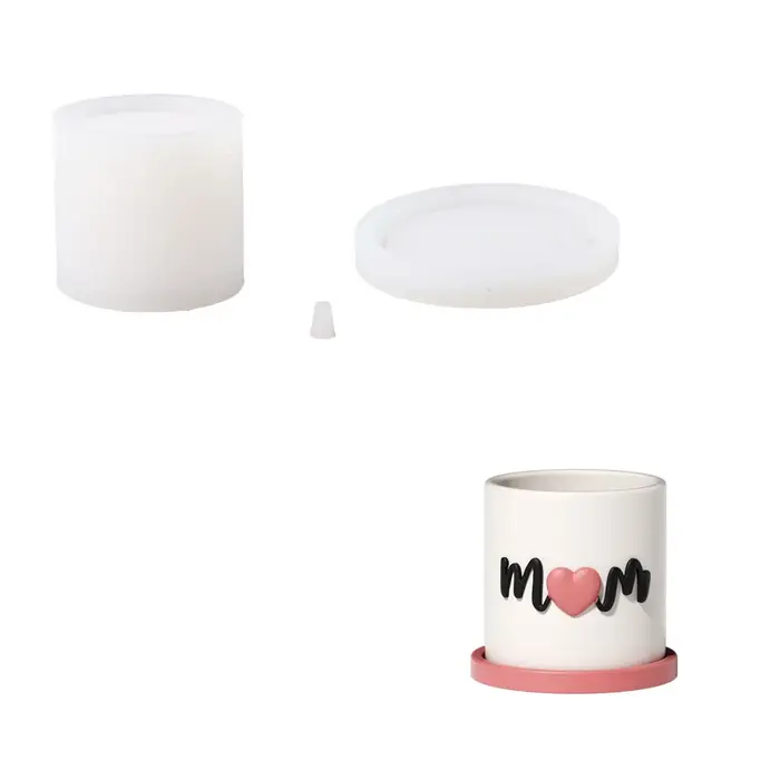 Nicole Pot et plateau pour plantes, moule en béton et Silicone, Pot Succulent, fabrication de ciment