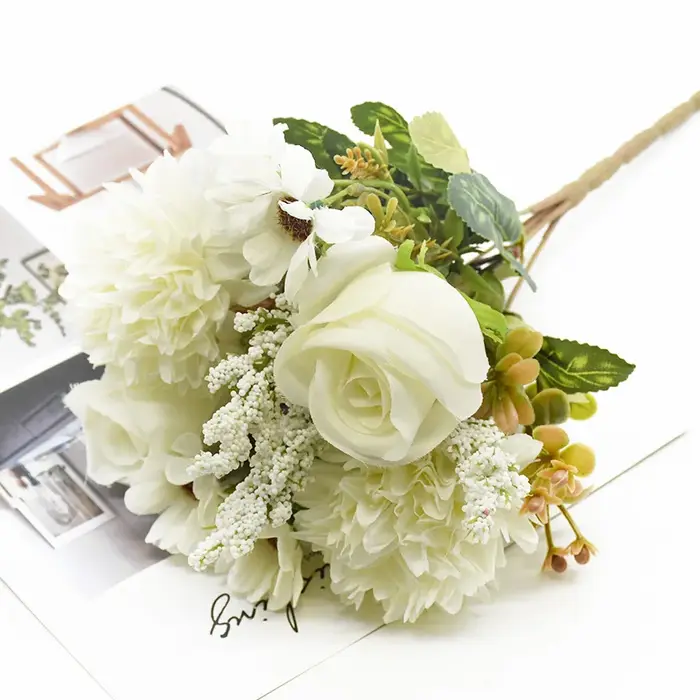 Bouquet de roses artificielles pour la saint-valentin, couronne de mariage, décoration de salon, bon
