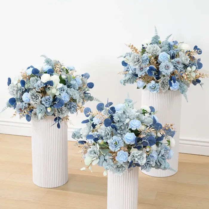 Haze bleu pivoine Eucalyptus feuille d'or centres de Table fleur boule décor réception de mariage Arrangement Floral événement accessoires A8933