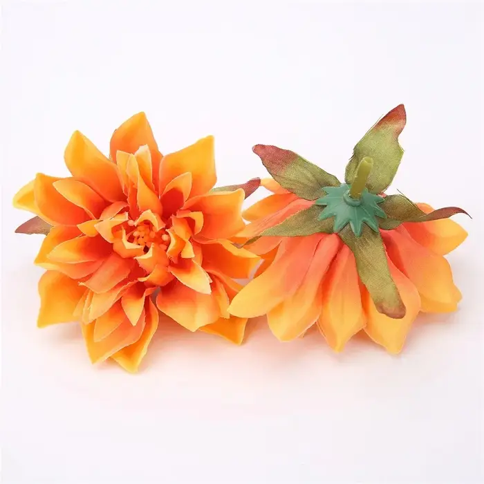 Têtes de fleurs de dahlia artificielles, 7 pièces, pour décoration de la maison, fausses fleurs, cou