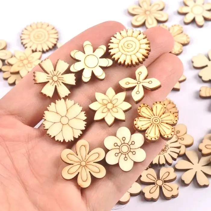 Ours fleur maison copeaux de bois naturel Scrapbooking Carft pour la décoration