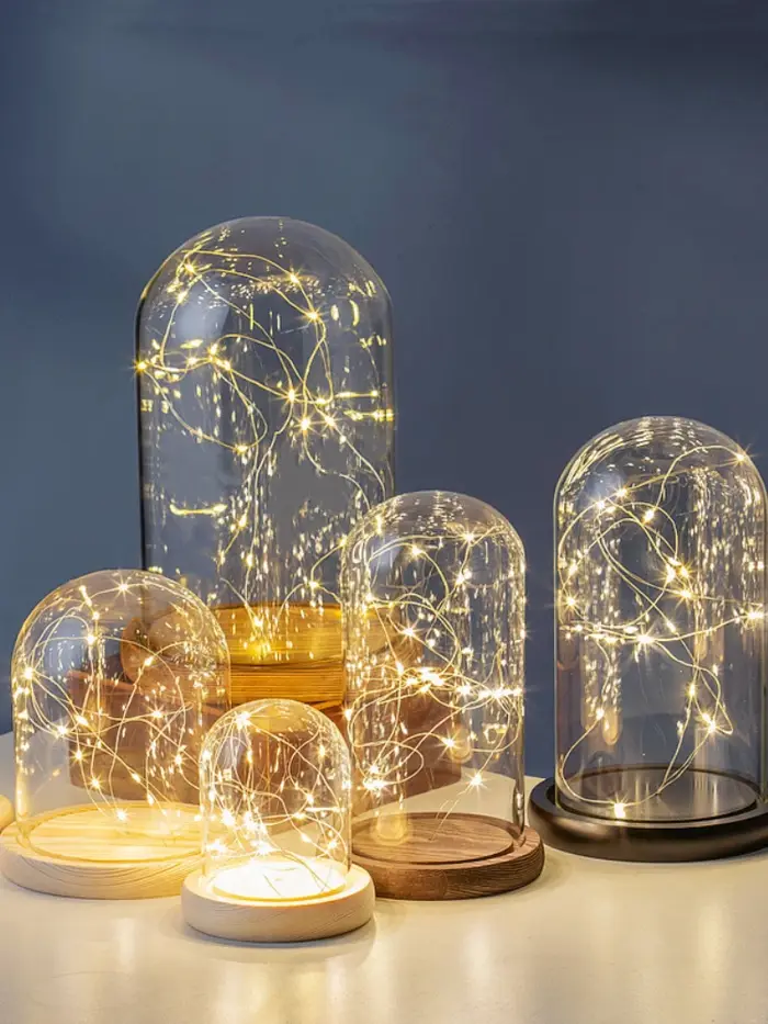 Présentoir de table couvercle en verre Terrarium conteneur décor fleurs sèches ornements artisanat c