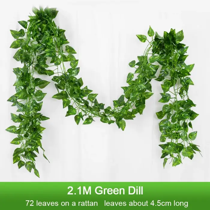 Guirlande de feuilles de lierre vert artificielles de 2.1M, vigne murale suspendue en soie, décorati
