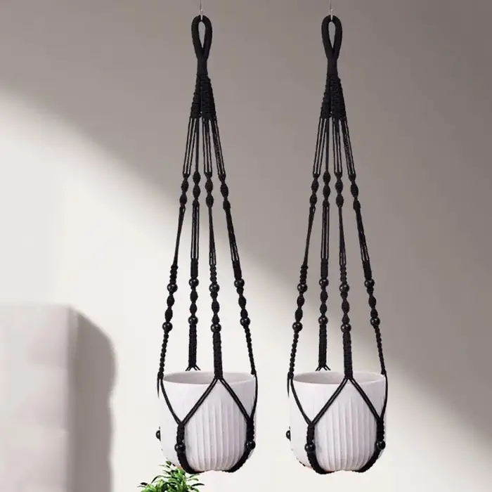Porte-plante suspendu en macramé Boho