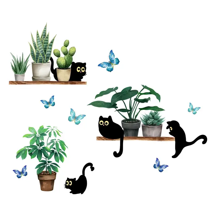 Autocollant Mural plante verte en pot