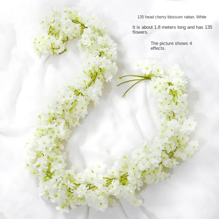 Guirxiété de Fleurs Artificielles Sakura de 180cm, Arche de Mariage, Toile de Fond de Jardin, Décora