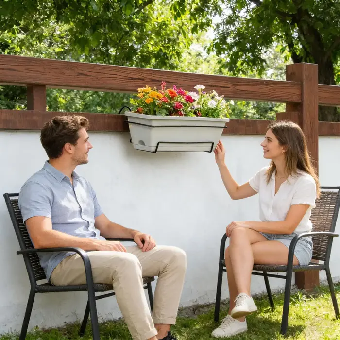 Support de jardinière encastré pour rebord de fenêtre