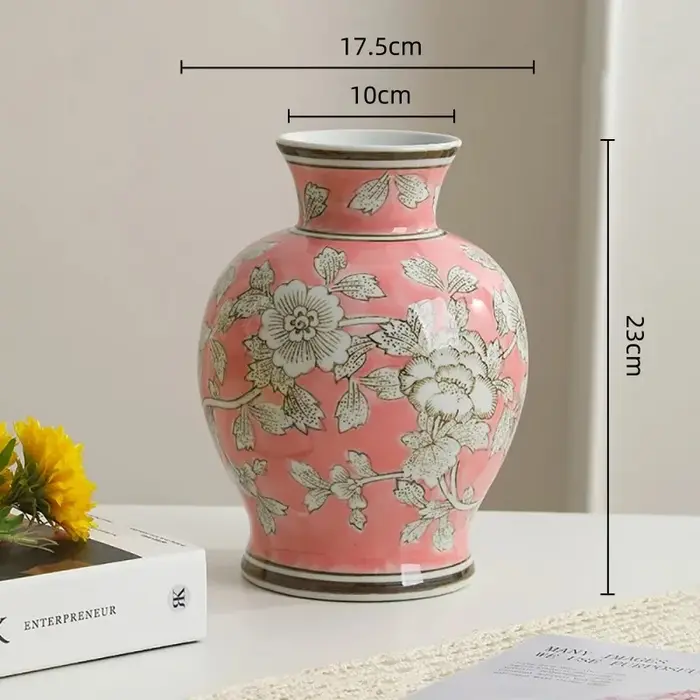 Vase en céramique florale orientale · 5 couleurs · Style chinois vintage · Décoration d'intérieur élégante · Cadeau pour table de salon