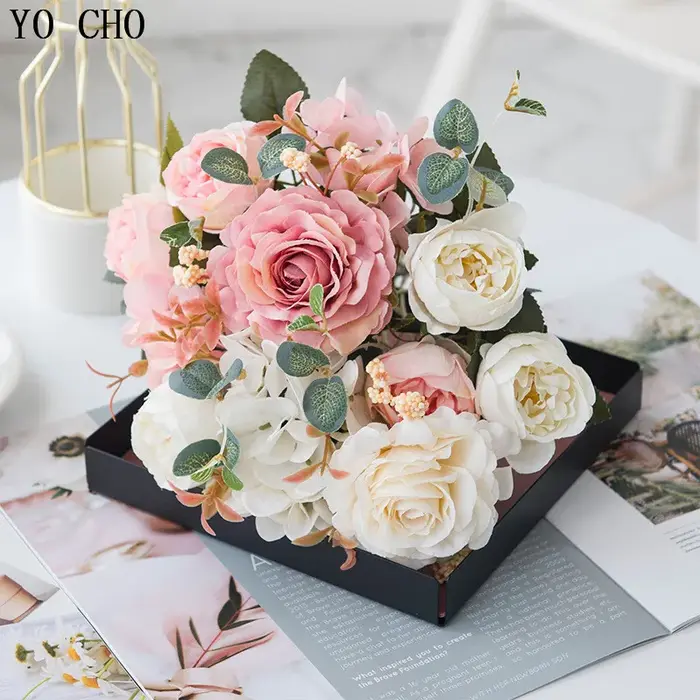 YO CHO 6 têtes/Bouquet de pivoines fleurs artificielles