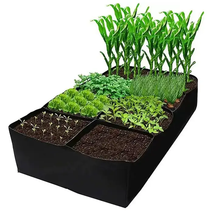 Sac de culture en tissu noir avec 1 à 8 trous, pot de pépinière rectangulaire surélevé réutilisable pour plantes, fleurs et légumes d'extérieur