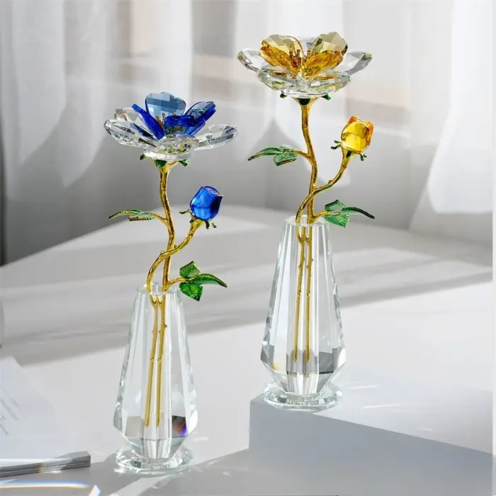 Cadeaux de fleurs de pivoine en cristal pour femmes