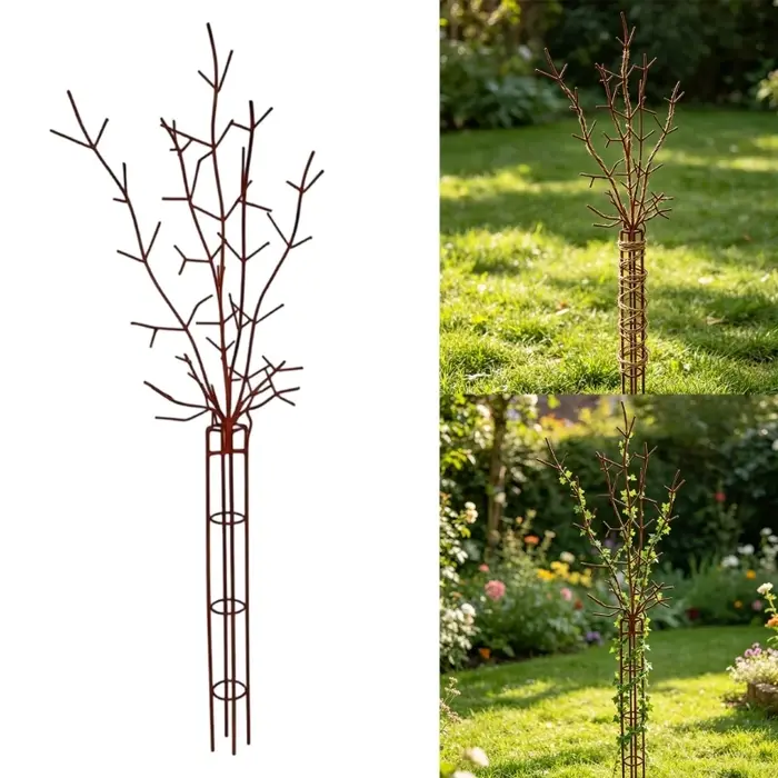 Support grimpant en fer pour croissance des fleurs, piquet jardin à branches décoratives 25x70 pour 