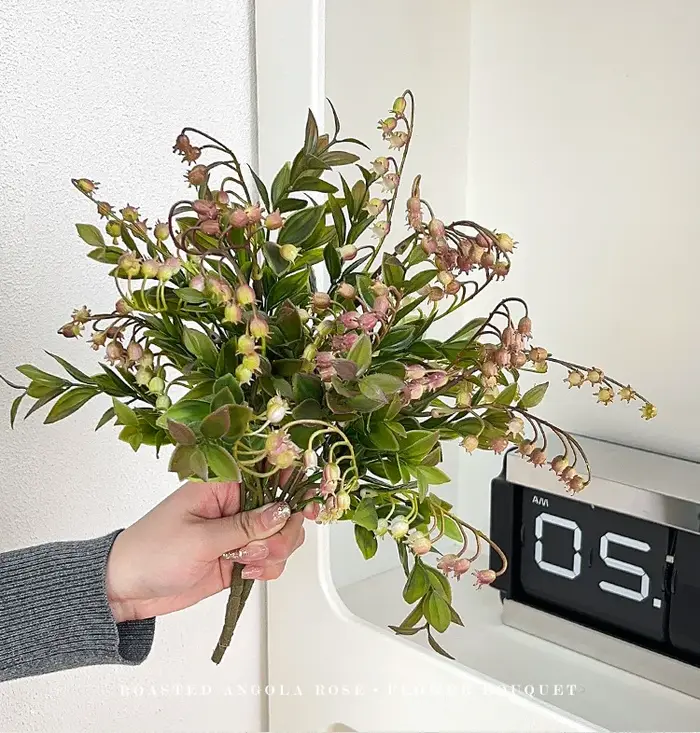 Bouquet de fleurs artificielles, 5 pièces, 5 fourches, lys du val, arrangement floral pour mariage, orchidée, décoration pour fête, maison, salon