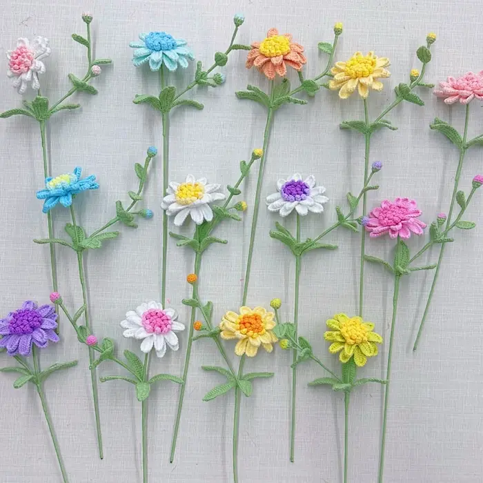 Bouquet de marguerites africaines au crochet fini