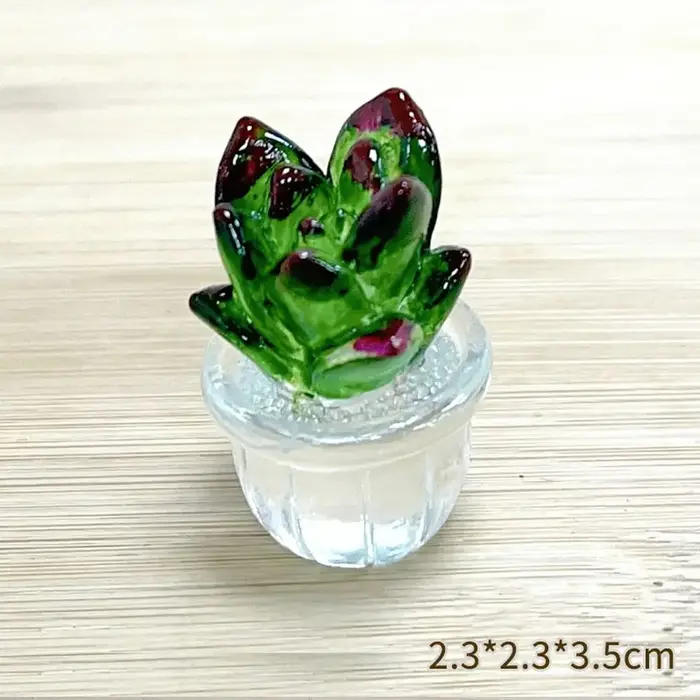Décoration Cactus Cartoon en Résine Transparente