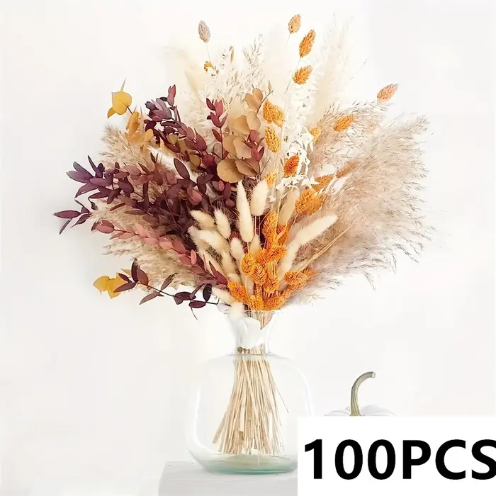 Bouquets de fleurs d'herbe de Pampa moelleuses naturelles