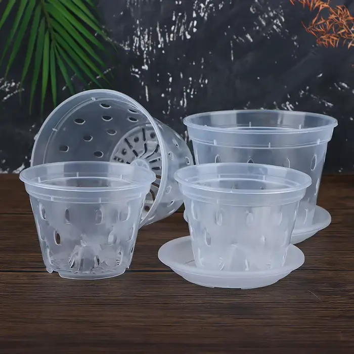 Pot d'orchidée en plastique transparent