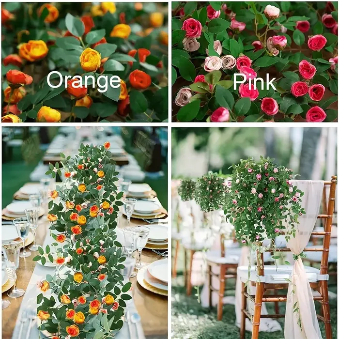 Guirlande de roses artificielles réalistes pour la maison