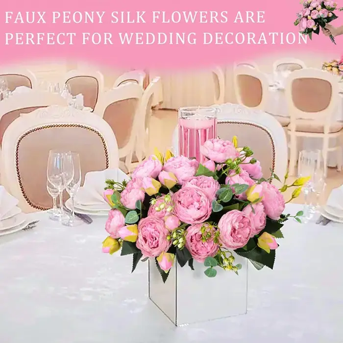 Fleurs artificielles Soie Pivoine Bouquet Festival Décorations Vase Maison Salle Jardin Salon Mariage Mariée FakePlants Stade Prop