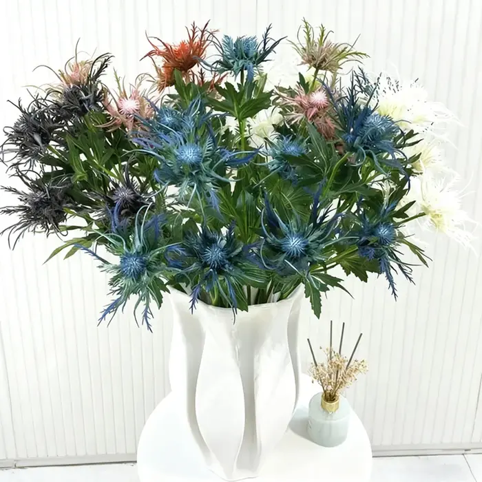 Fausse fleur de houx de mer artificielle de haute qualité