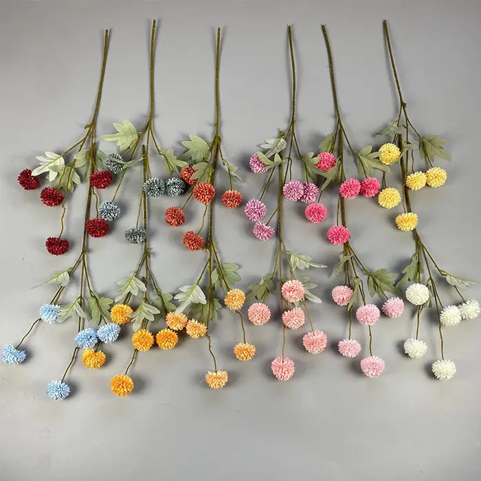 Fleurs artificielles bon marché à 5 têtes, chrysanthème, pissenlit, longue branche, pour décorations de mariage et de fête à domicile, fausses fleurs