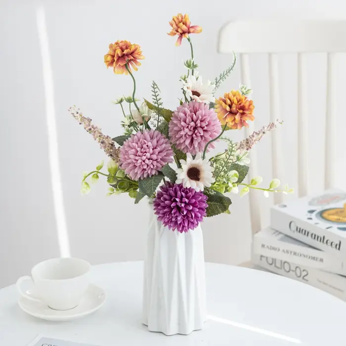Fleurs artificielles en soie bulbeuse chrysanthème bulle festival couronnes mariage nuptiale Bouque maison chambre jardin décoration bricolage cadeau